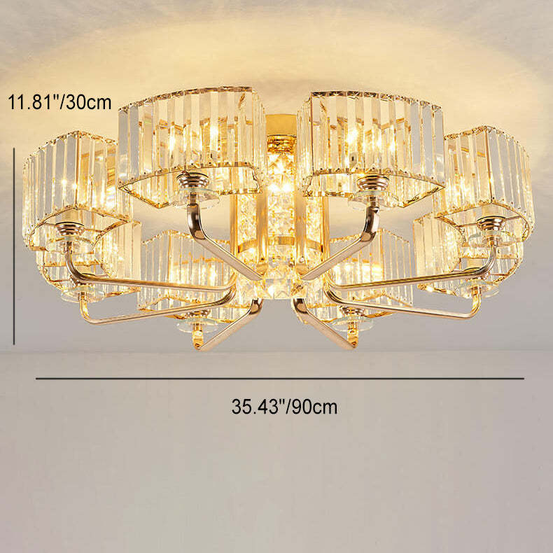 Modern Crystal 6/8/10/12-Light Flush Mount