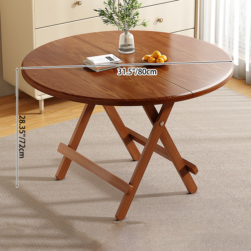 Scandinavian Round Wood 4-Seat Dining Table — Walnut Color