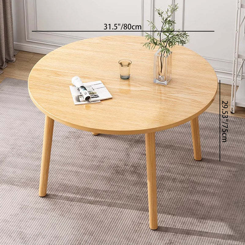 Minimalist Round Faux Slab Wood Dining Table