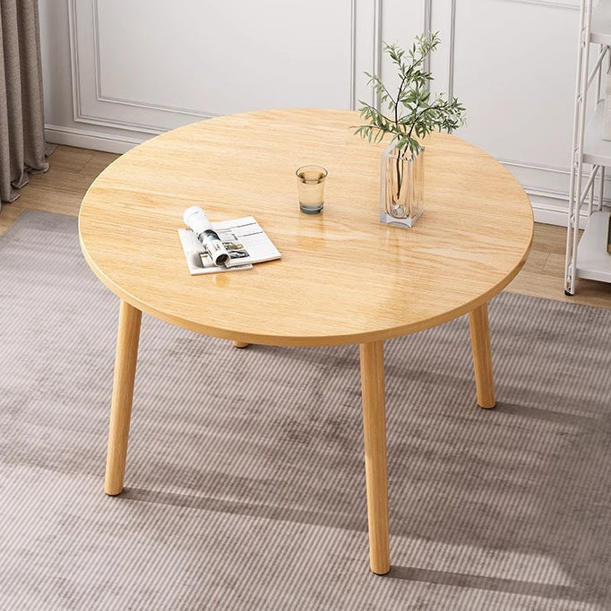 Minimalist Round Faux Slab Wood Dining Table