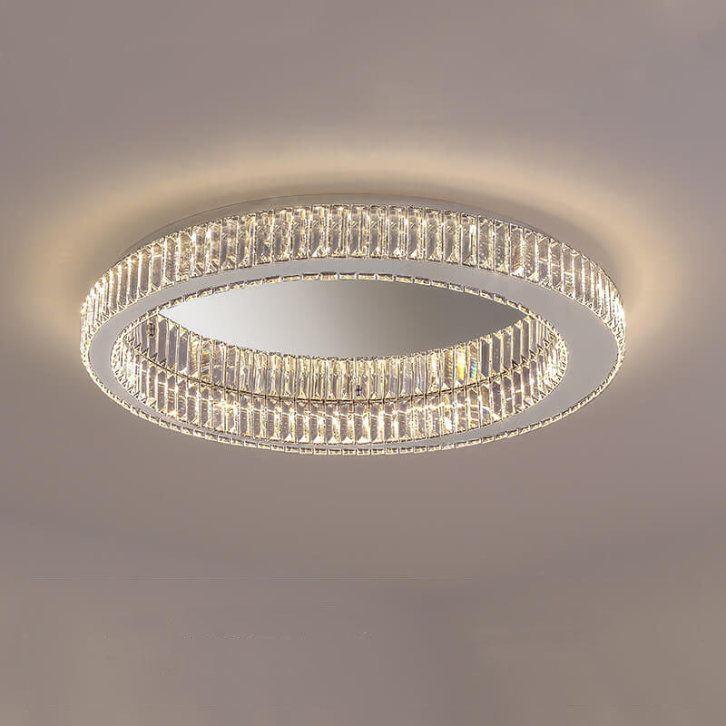 Modern Round Crystal LED Flush Mount Light — 110V-120V For US/CA