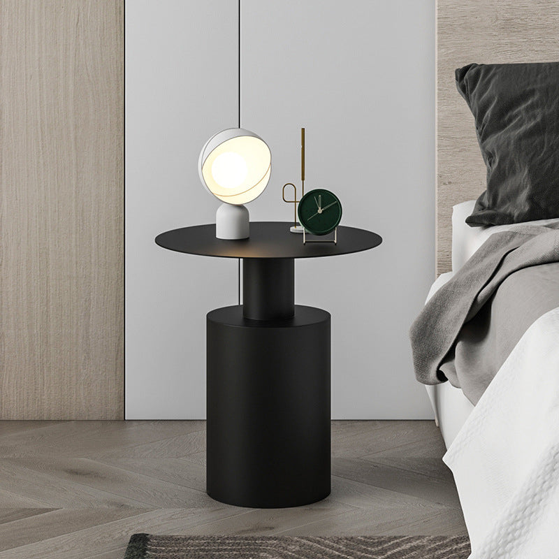 Minimalist Cylinder Iron Bedside Nightstand — White