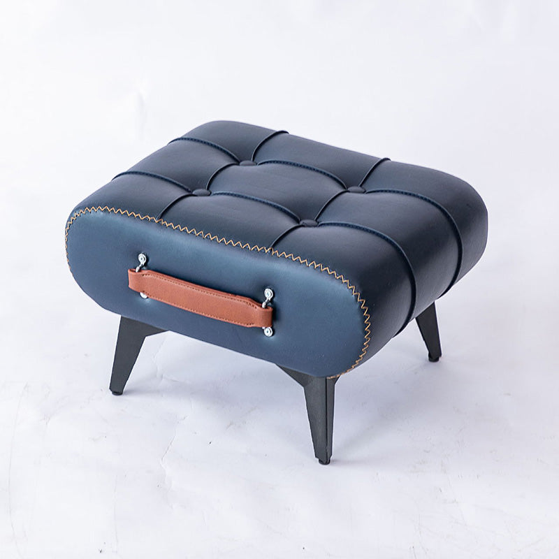 Luxury Rectangular Leather Alloy Stool