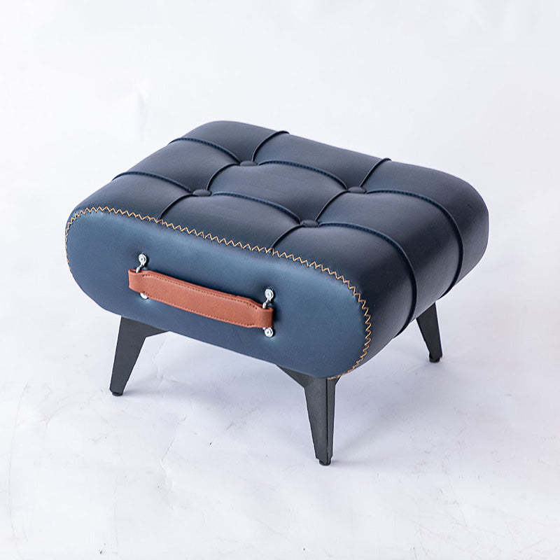 Luxury Rectangular Leather Alloy Stool