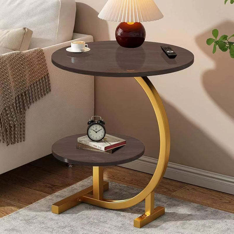 Walnut steel carbon end & side tables - minimalist — Gold