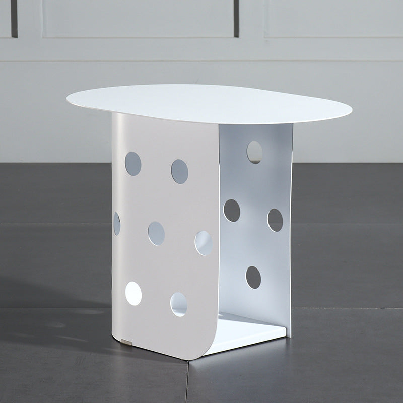 Nordic Oval Hollow Base Steel End Table — White