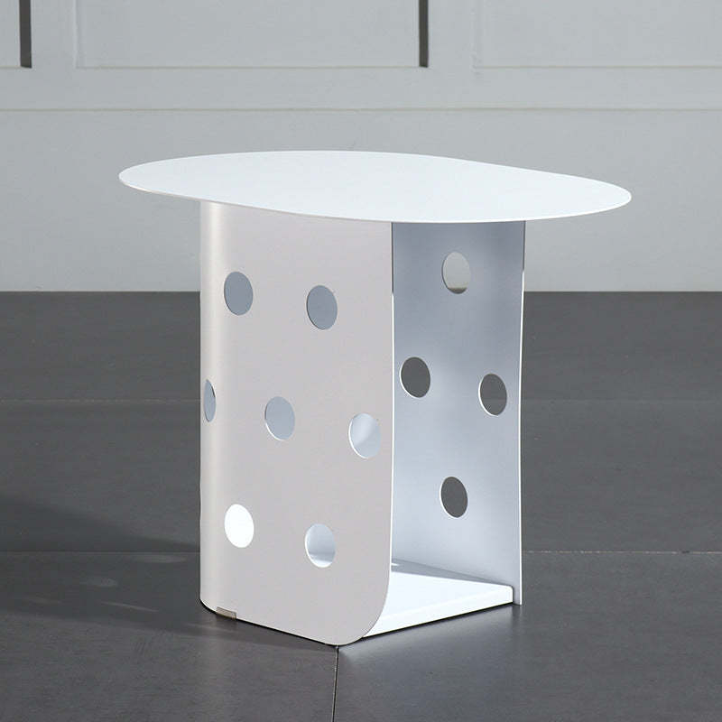 Nordic Oval Hollow Base Steel End Table — White