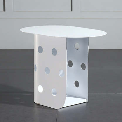 Nordic Oval Hollow Base Steel End Table — White