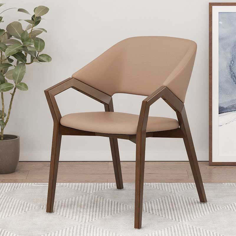 Contemporary Leather Wood Dining Chair — Gray