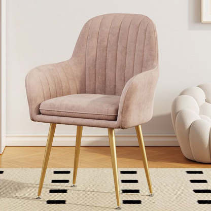Scandinavian Velvet Leather Metal Vanity Stool