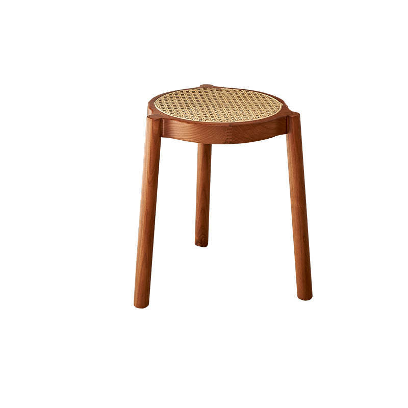 Japanese Rattan Wood Stackable Low Stool