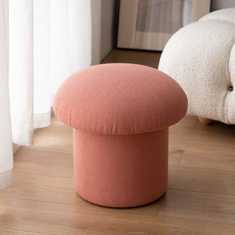 Scandinavian Lambswool Wood Round Mushroom Vanity Stool