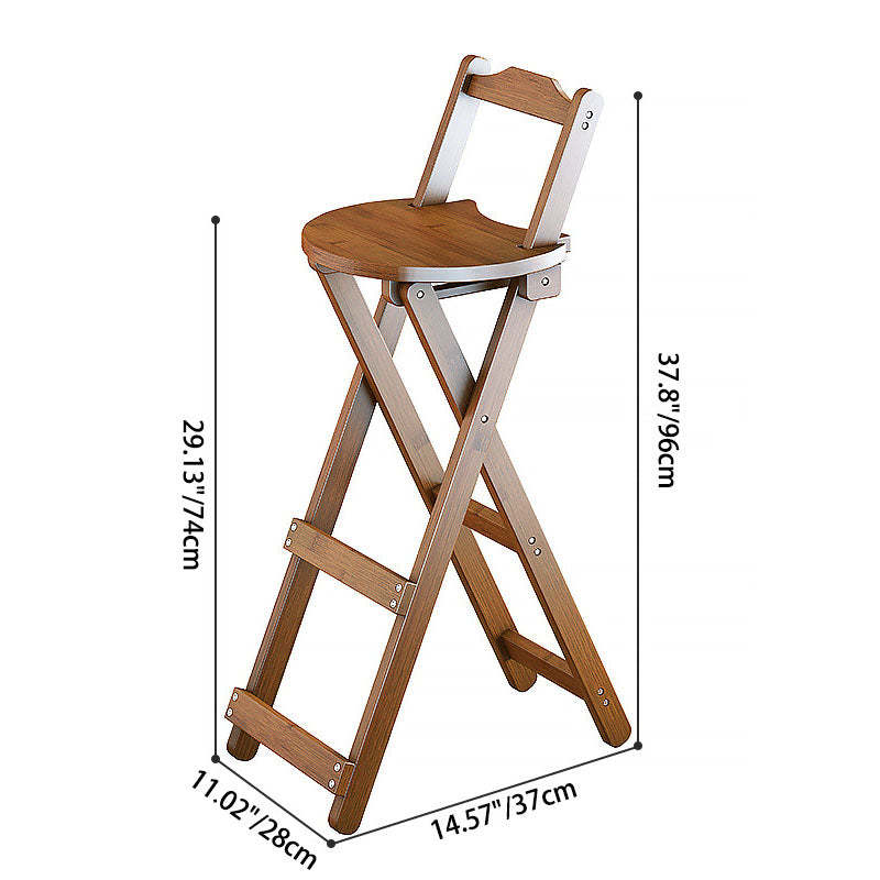Contemporary Bamboo X-Leg Foldable Bar Stool — Log Color
