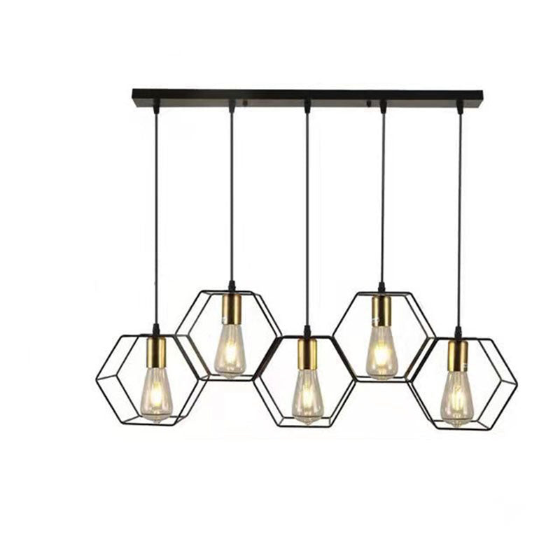 Industrial Vintage Geometric Iron Island Chandelier