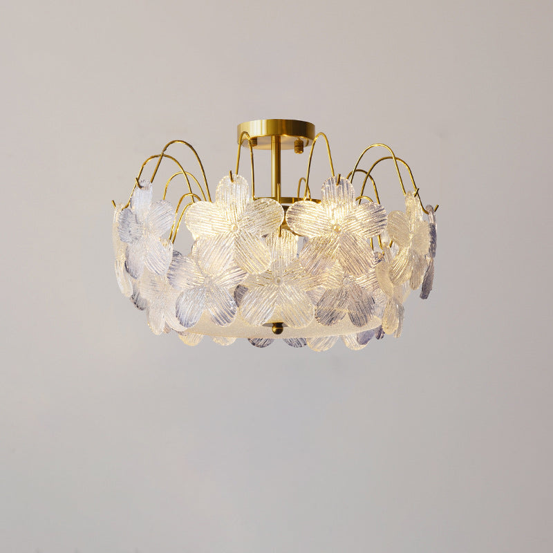 French Iron Round Flower 5/6-Light Ceiling Light