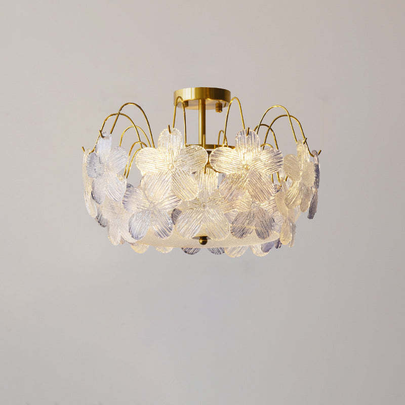 French Iron Round Flower 5/6-Light Ceiling Light