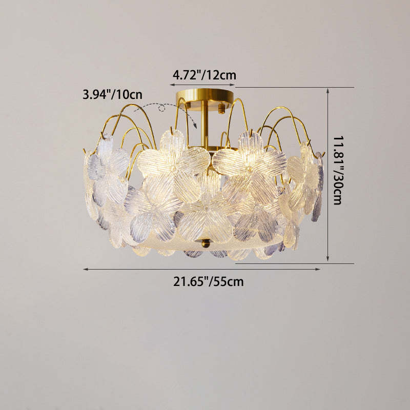 French Iron Round Flower 5/6-Light Ceiling Light