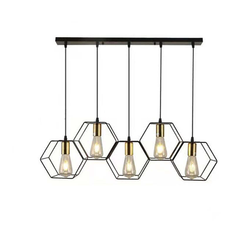 Industrial Vintage Geometric Iron Island Chandelier