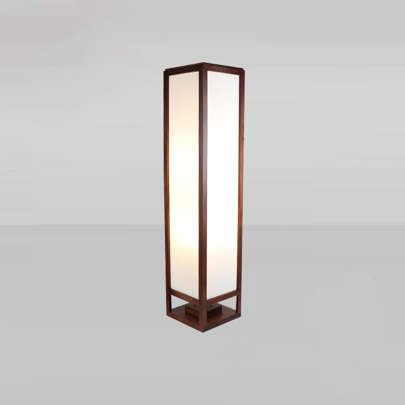 Chinese Rectangular Parchment Wood Floor Lamp