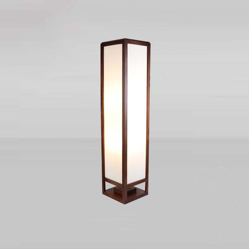 Chinese Rectangular Parchment Wood Floor Lamp