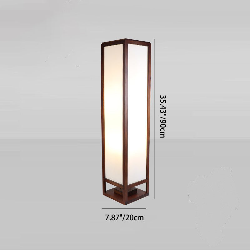 Chinese Rectangular Parchment Wood Floor Lamp