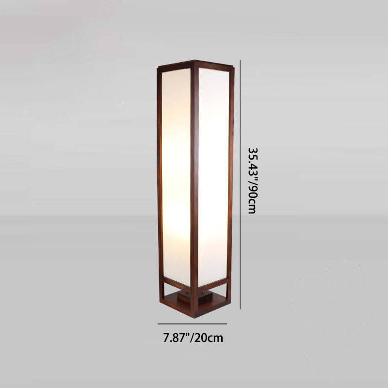 Chinese Rectangular Parchment Wood Floor Lamp