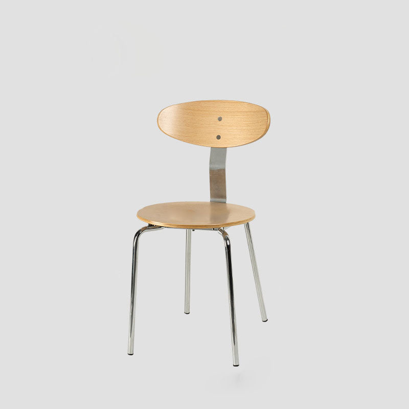 Minimalist Round Wood Iron Dining Chair