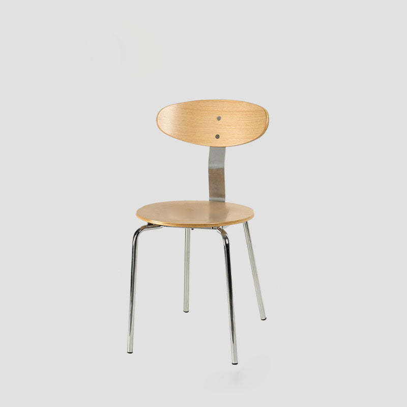 Minimalist Round Wood Iron Dining Chair