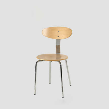 Minimalist Round Wood Iron Dining Chair