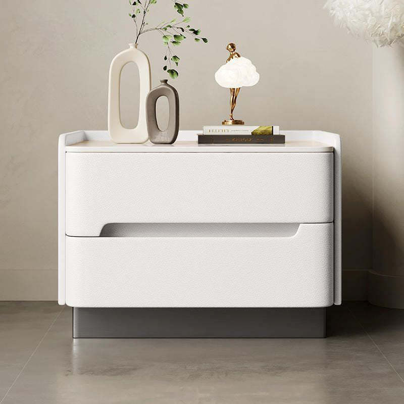 Nordic Sintered Stone Side Table 2-Drawer — White