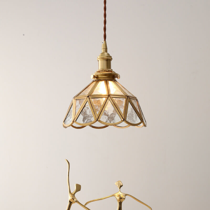 Nordic cone pattern brass pendant lighting