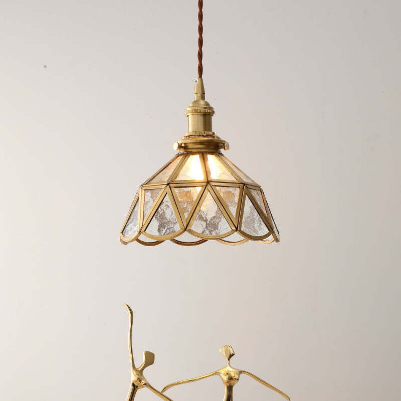 Nordic cone pattern brass pendant lighting