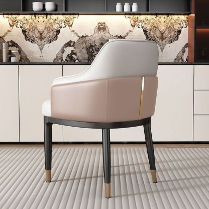 Modern Iron Leather Dining Chair with Armrest Backrest