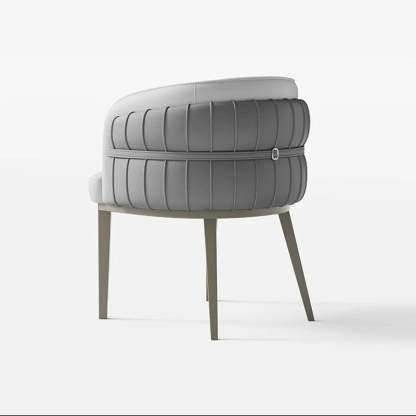 Modern Round Upholstered Leather Steel Dining Chair