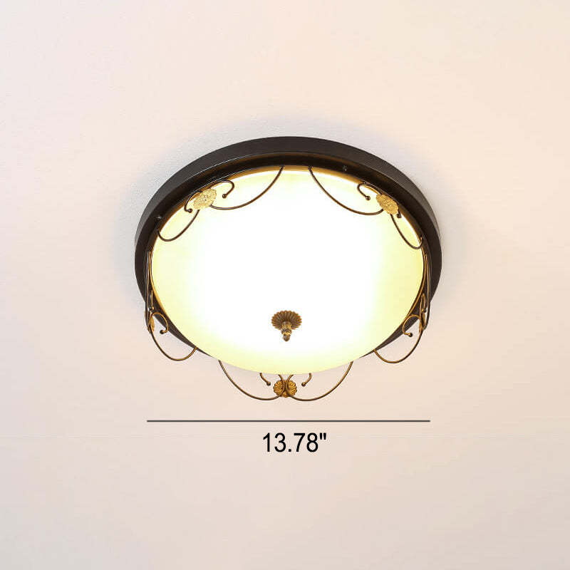 European Vintage Round Bowl 3/4-Light Flush Mount