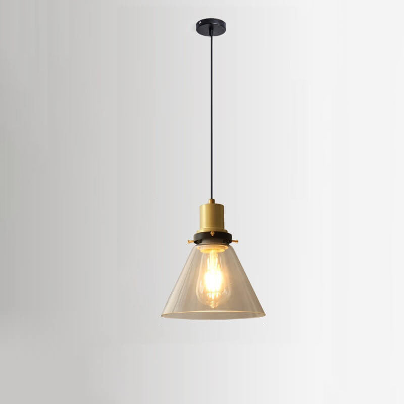 Vintage Semi-Circular Cone Cup Iron Glass Pendant Light
