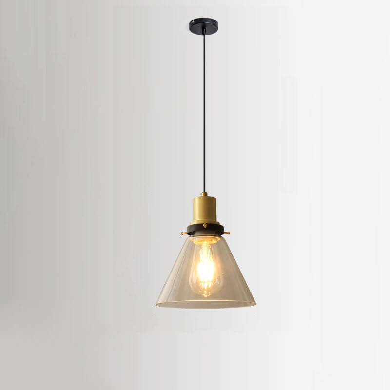 Vintage Semi-Circular Cone Cup Iron Glass Pendant Light