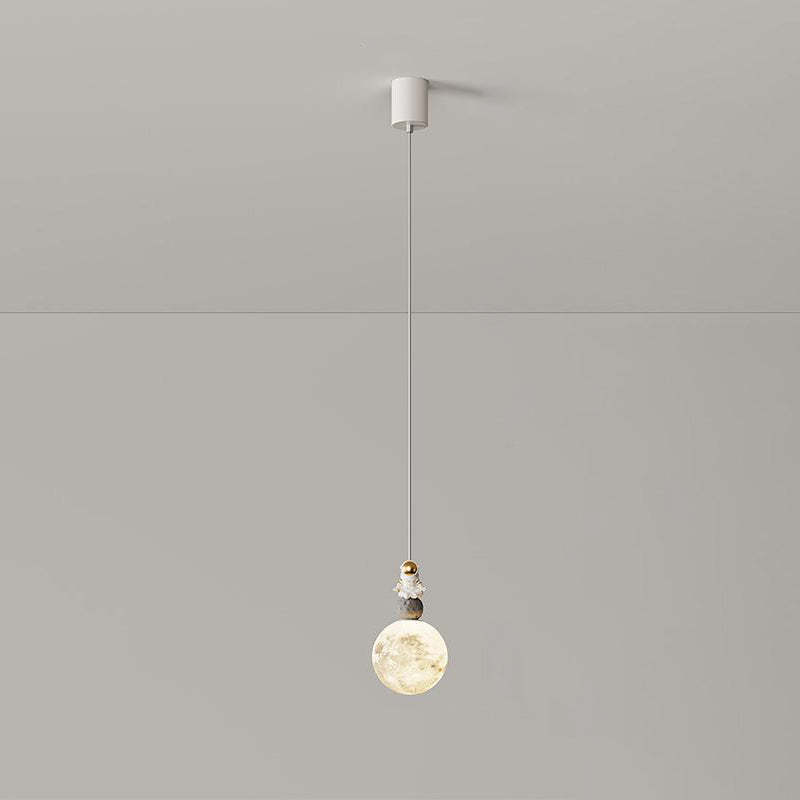Minimalist Astronaut Moon Iron Resin LED Pendant Light
