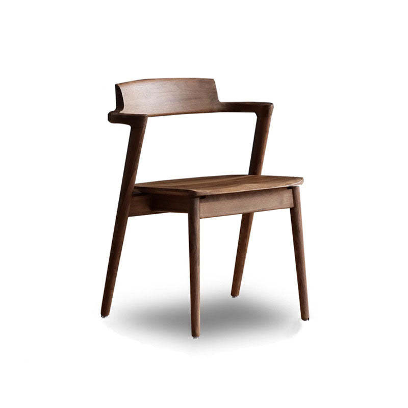 Traditional Chinese Walnut Curved Dining Chair