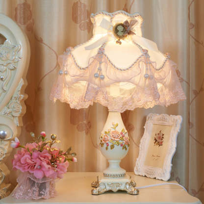 European Vase Palace Resin Fabric Table Lamp