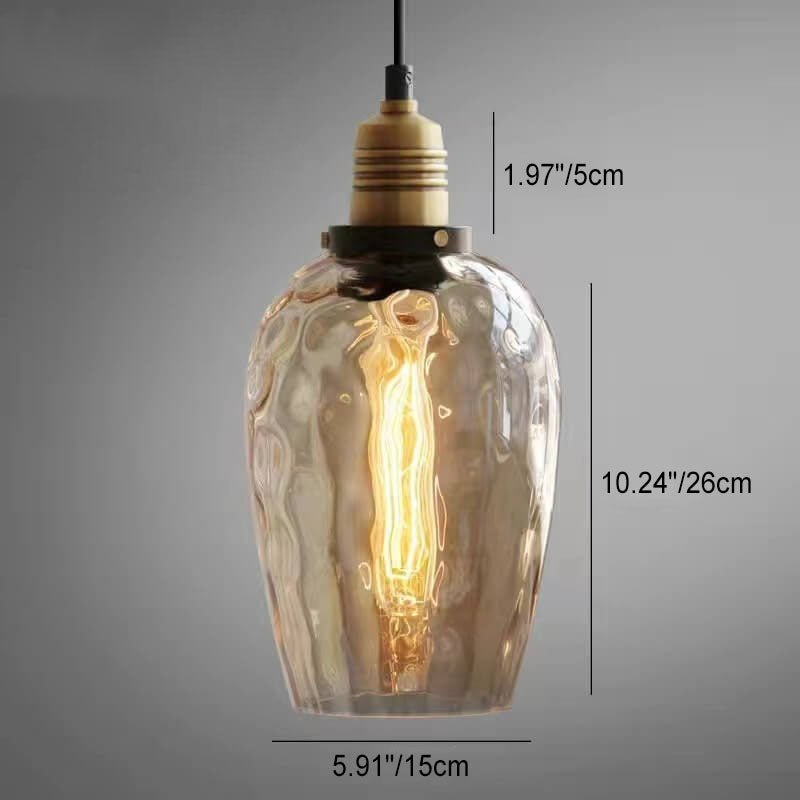Nordic Vintage Amber Water Glass Dome Pendant