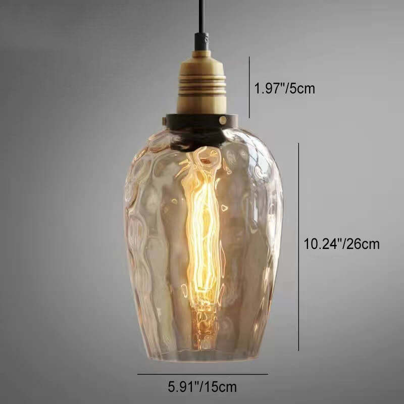 Nordic Vintage Amber Water Glass Dome Pendant