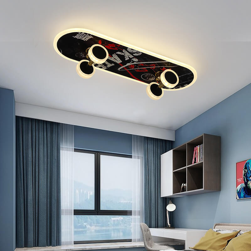 Cartoon Skateboard Acrylic LED Kids Flush Mount Light