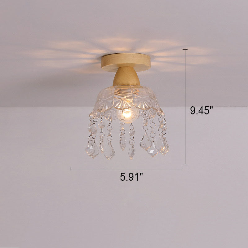 Japanese Minimalist Log Glass Ceiling Light