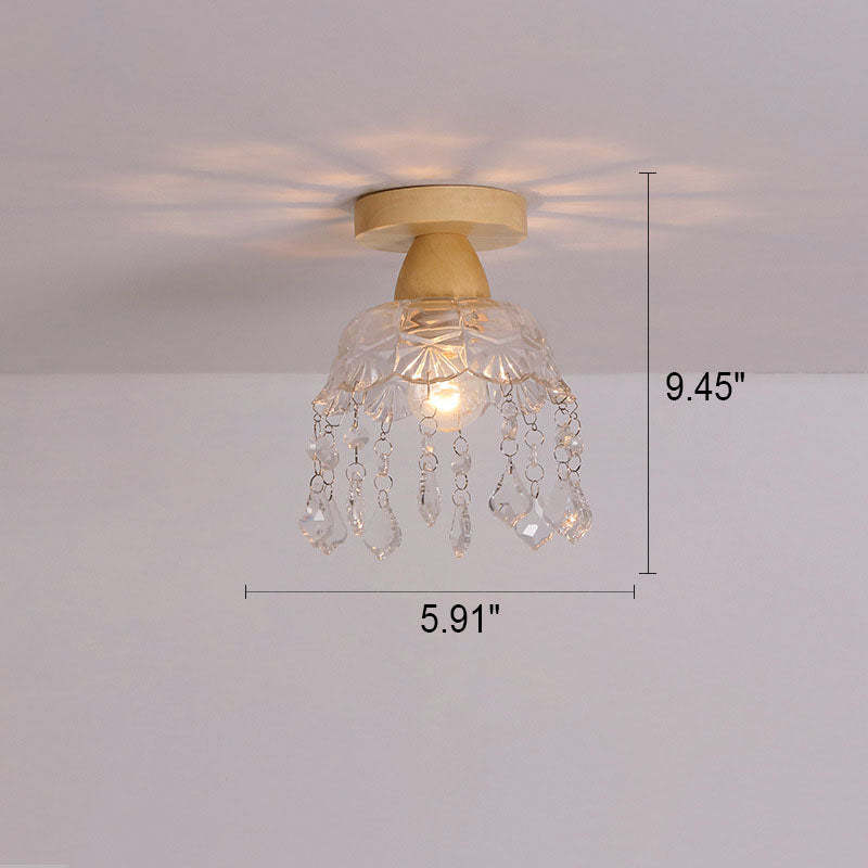 Japanese Minimalist Log Glass Ceiling Light