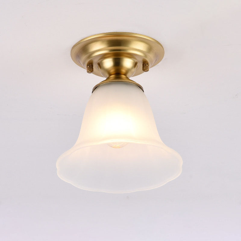 European Brass Glass Cone Ceiling Light — E / 110V-120V For US/CA