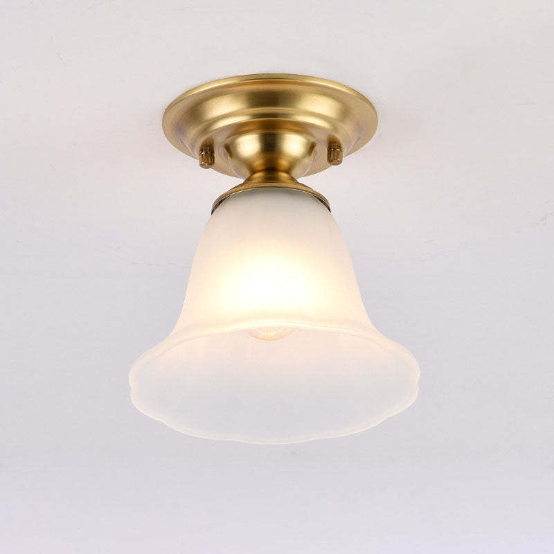 European Brass Glass Cone Ceiling Light — E / 110V-120V For US/CA