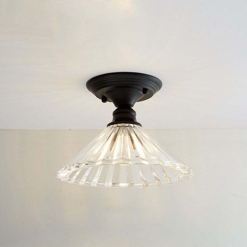 Nordic Vintage Glass Floral Geometry Semi-Flush Light