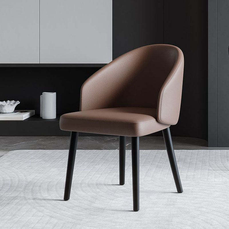Nordic Trapezoid Saddle Leather Ash Dining Chair — Dark Brown