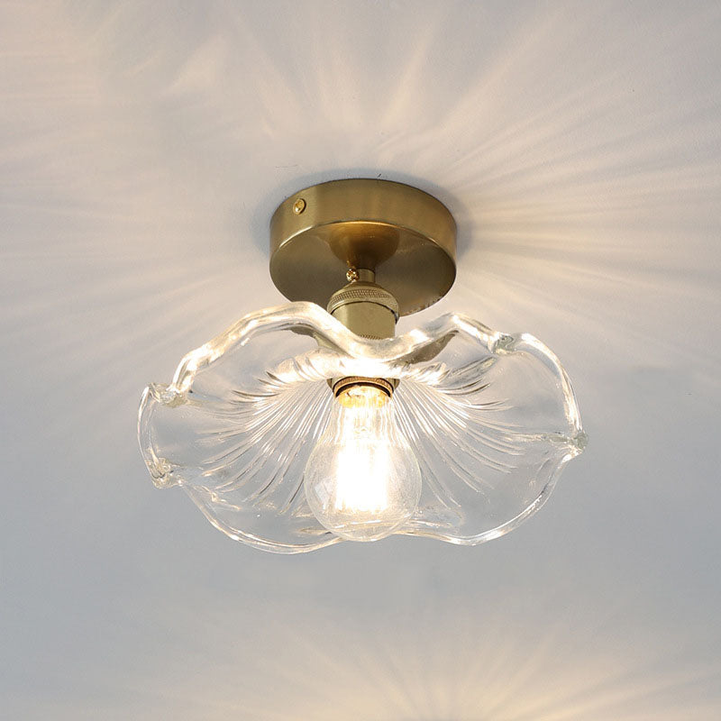 Wood iron lotus semi-flush mount light - modern — Green / 220V-240V (UK/AU)